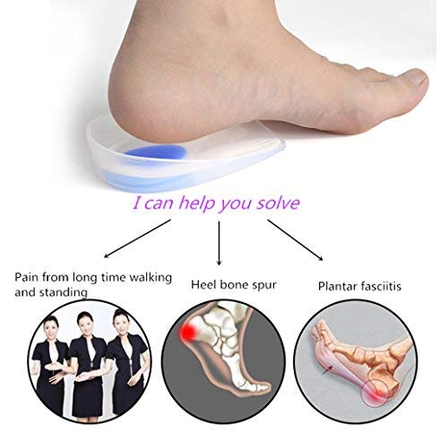 Liquid silicone heel pads showing soft core and firm outer ring