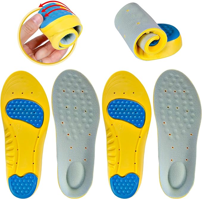 PU foam and gel comfort insoles for heel pain relief