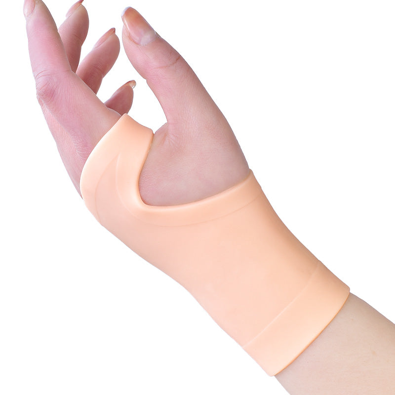 Gel wrist brace shown on person typing, model L/XL