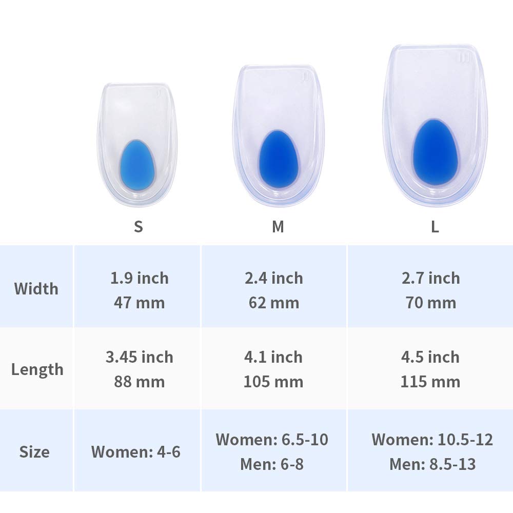 Medical+all Silicone Heel Pads | Dual-Density Liquid Silicone for Heel Pain, Spurs & Plantar Fasciitis Relief (Clear)