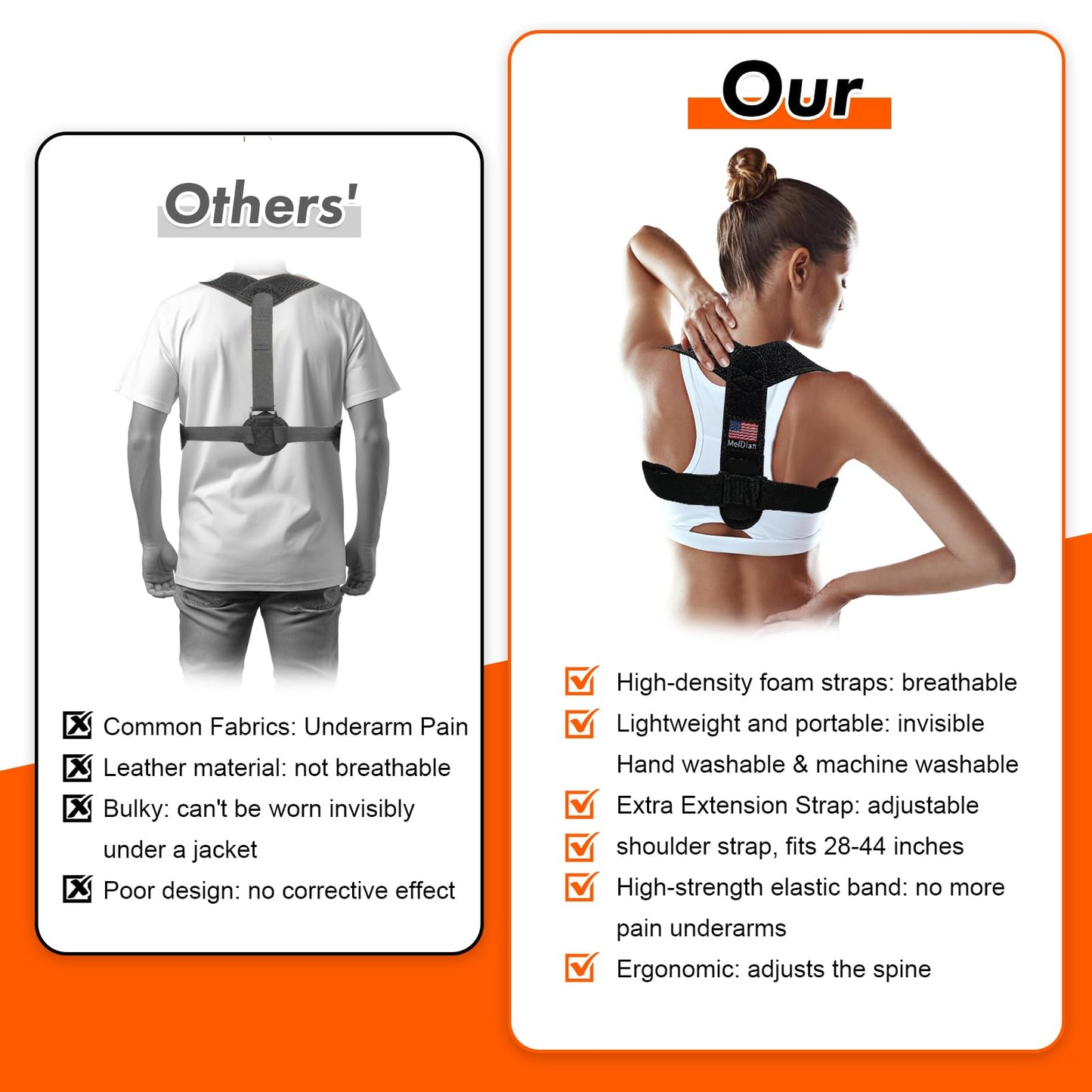 Posture Corrector Brace - Upper Back Support for Hunchback & Shoulder Pain Relief | medical+all
