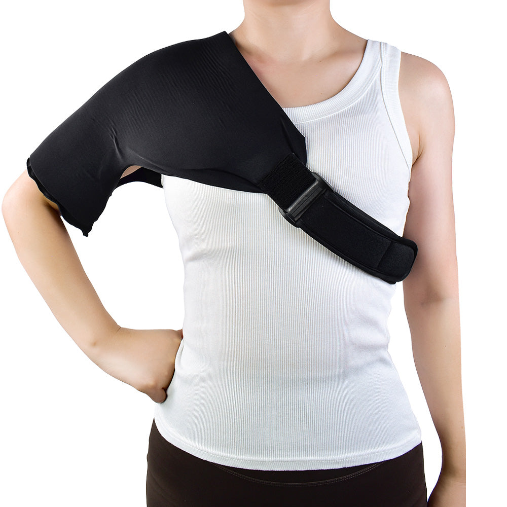 Adjustable shoulder ice pack wrap for hot and cold therapy