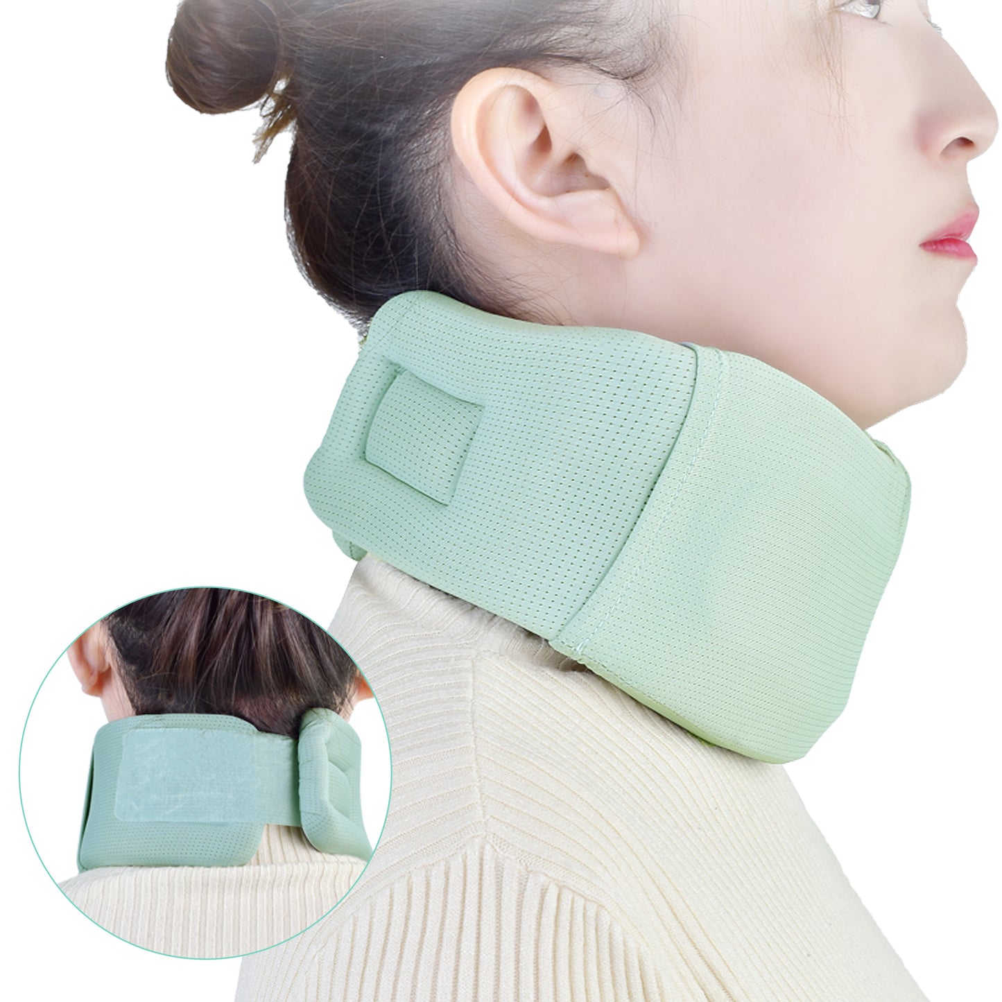 Close-up detail of the ergonomic U-shape design of the cervical pillow

