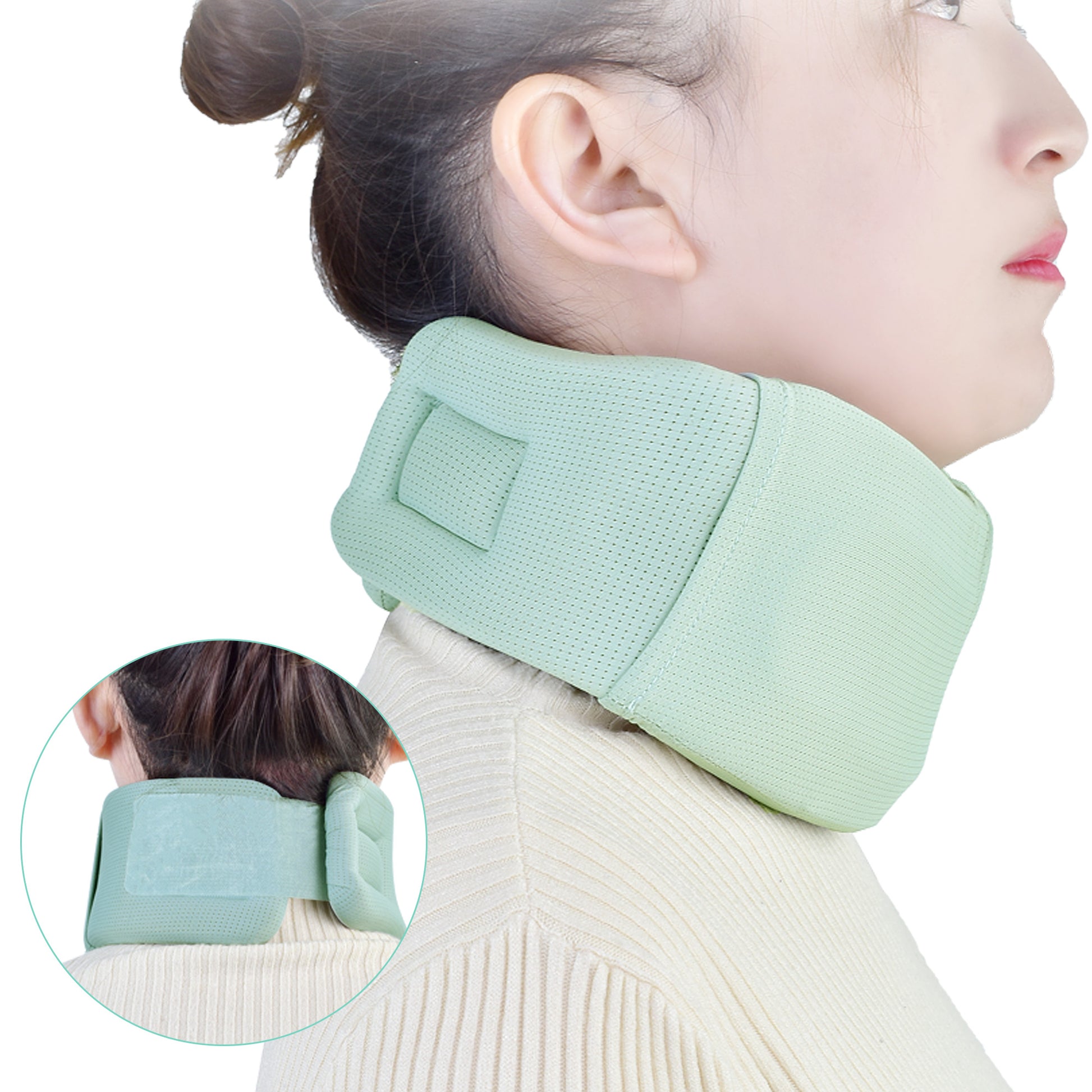 Close-up detail of the ergonomic U-shape design of the cervical pillow

