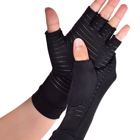 Copper infused compression gloves for arthritis pain relief in hands

