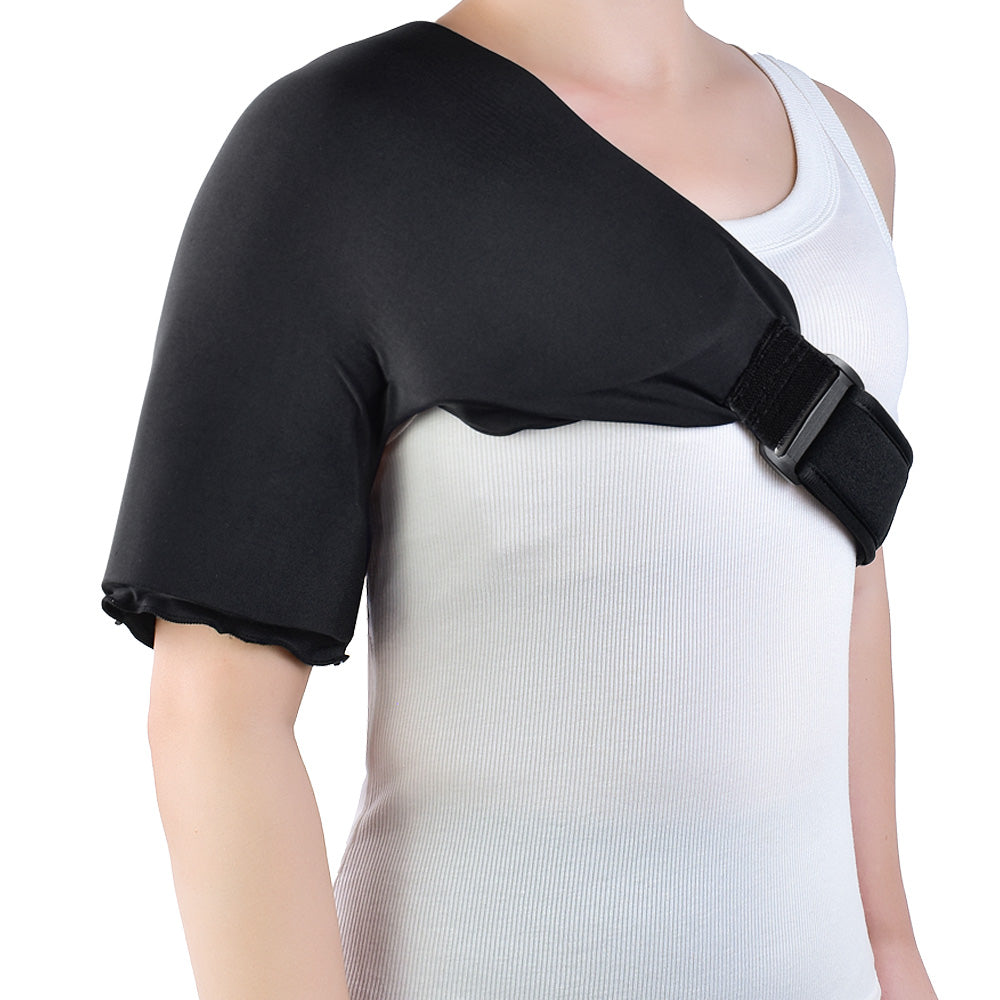 Reusable gel shoulder wrap covering rotator cuff for pain relief